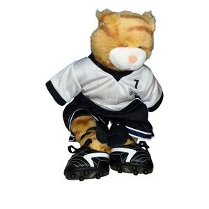 Build‑A‑Bear Orange Cat Soccer Uniform Cleats Knee Pads Plush shoes outfit bab
